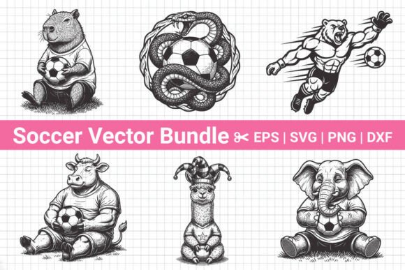 Animal Soccer Sports Vector Svg Bundle: Graphics for T-Shirt Designs