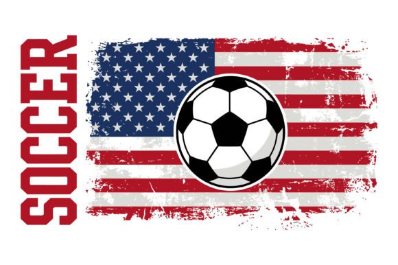 Soccer American Flag Grunge Ball SVG: Graphics for T-Shirt Designs