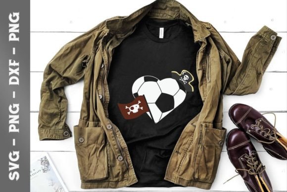 Vintage Pirate Soccer Heart with Skull: Graphics for T-Shirt Designs